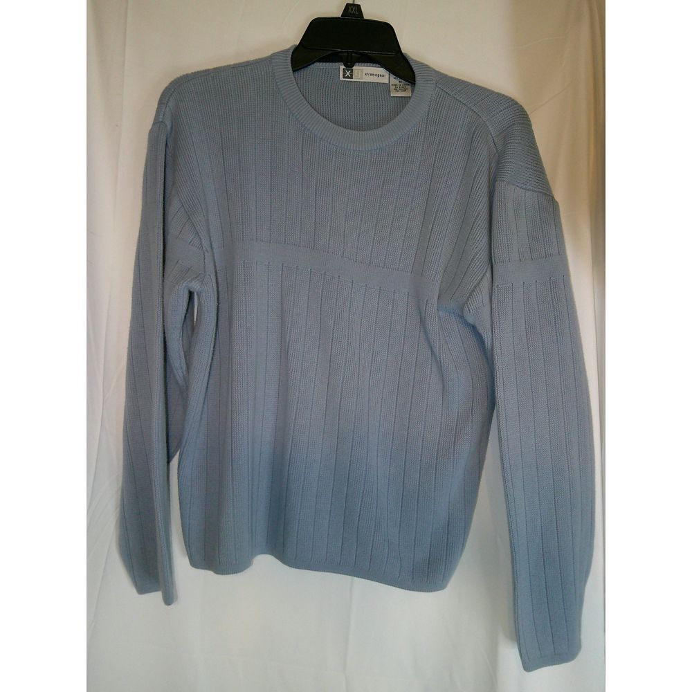 Vintage Rare‎ Xtremegear Light Blue Ribbed Crewneck Sweater Knit Pullover M